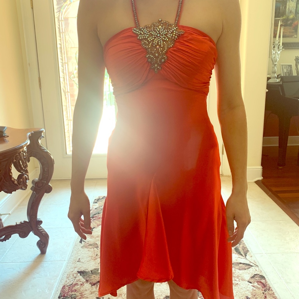 Burnt orange cocktail dress